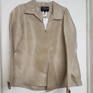New Lafayette 148 100% Silk Tan open Blouse Shawl